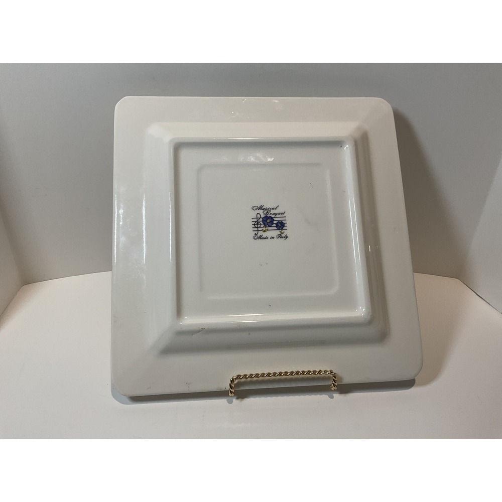 Musical Bouquet Square Plate Blue Flowers Sheet Music Made‎ in Italy Decorative - Picture 5 of 8